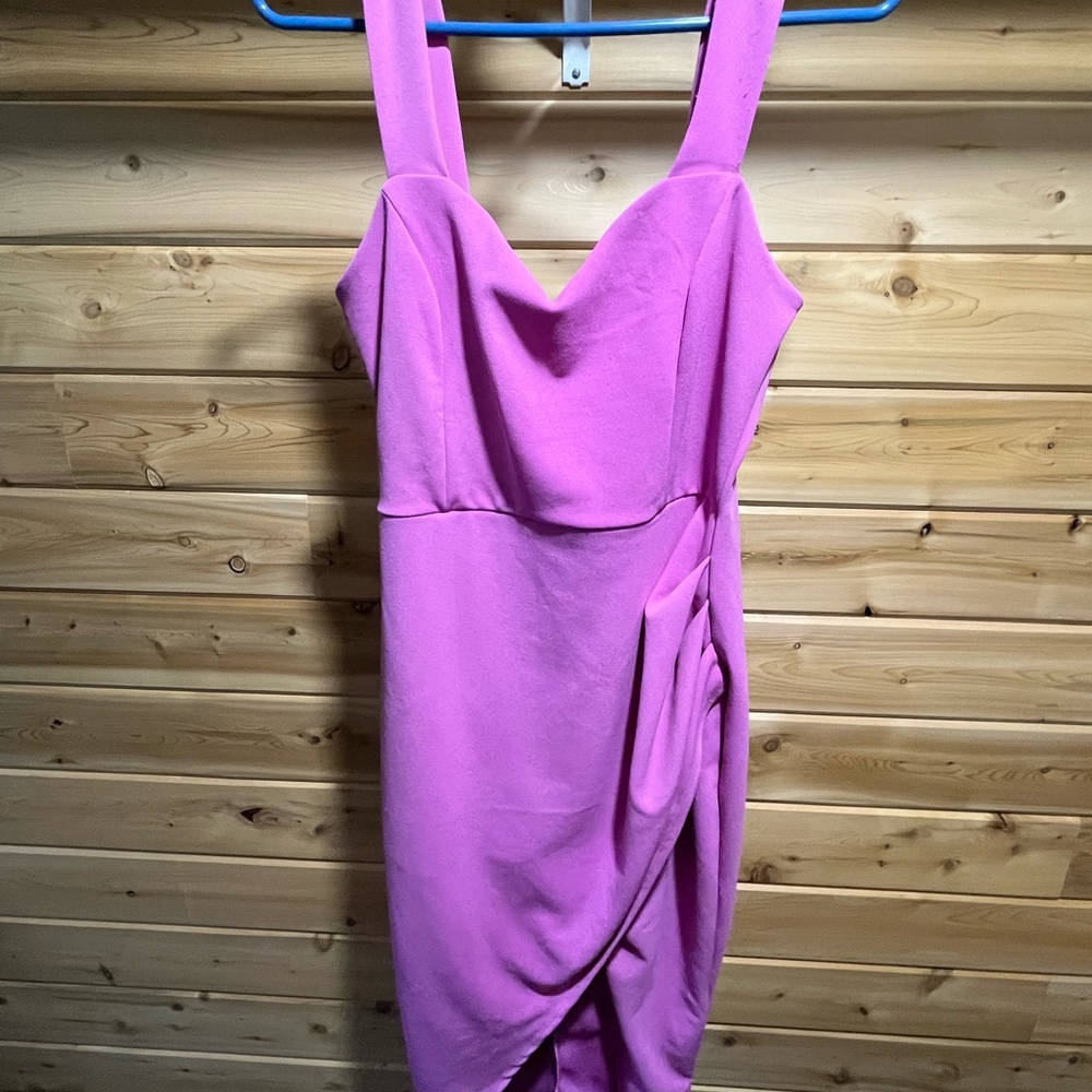 Lulu's Pink Asymmetrical Wrap Cocktail Dress